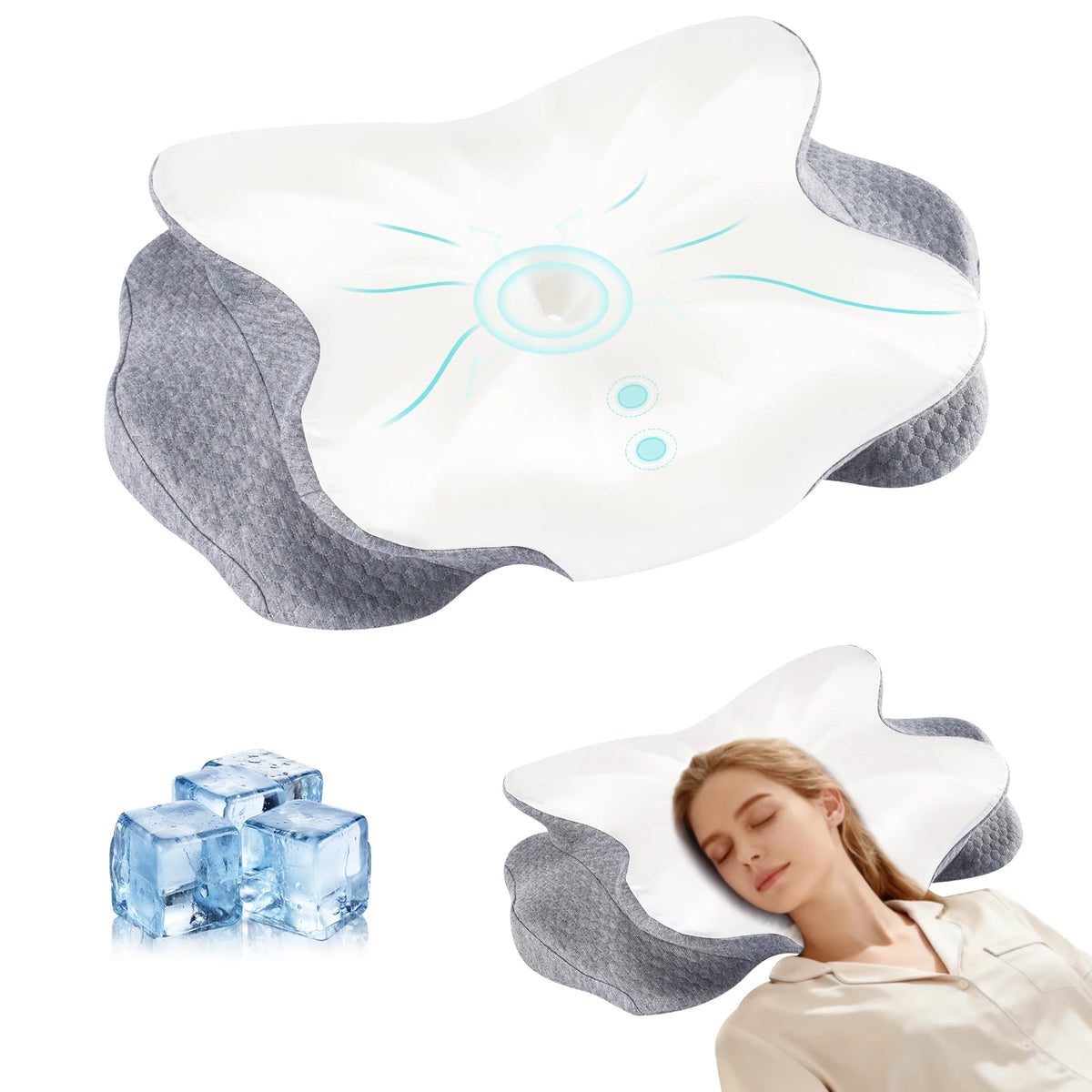 JHK Ergonomic Cooling Memory Foam Cervical Pillow for Neck Relief
