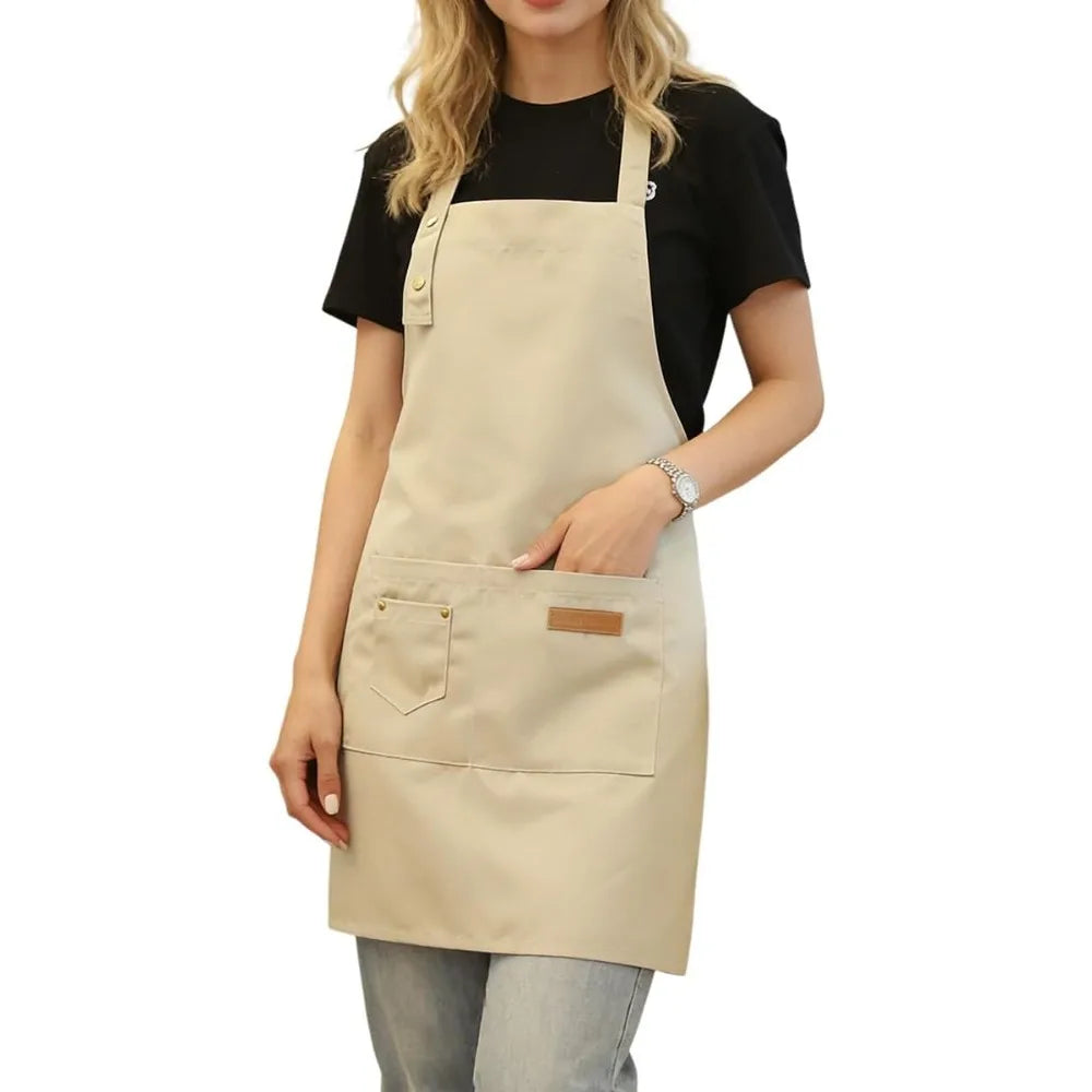 Durable Unisex Work Bib Apron With Adjustable Strap And Pockets
