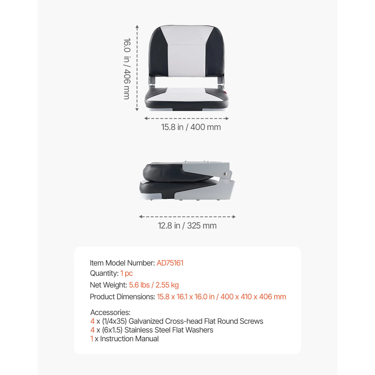 SucceBuy Folding Boat Seat With Thickened Cushion For Fishing