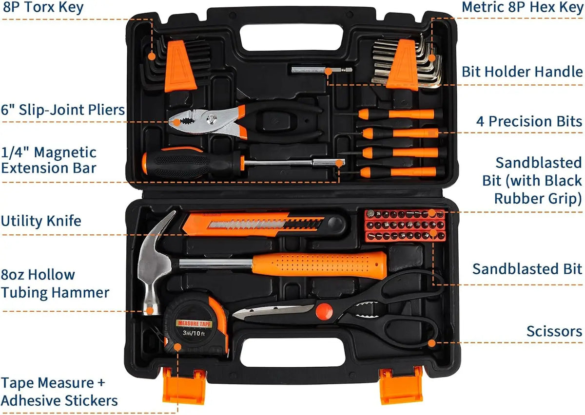 Home Tool Set With Case For Household Repairs And DIY