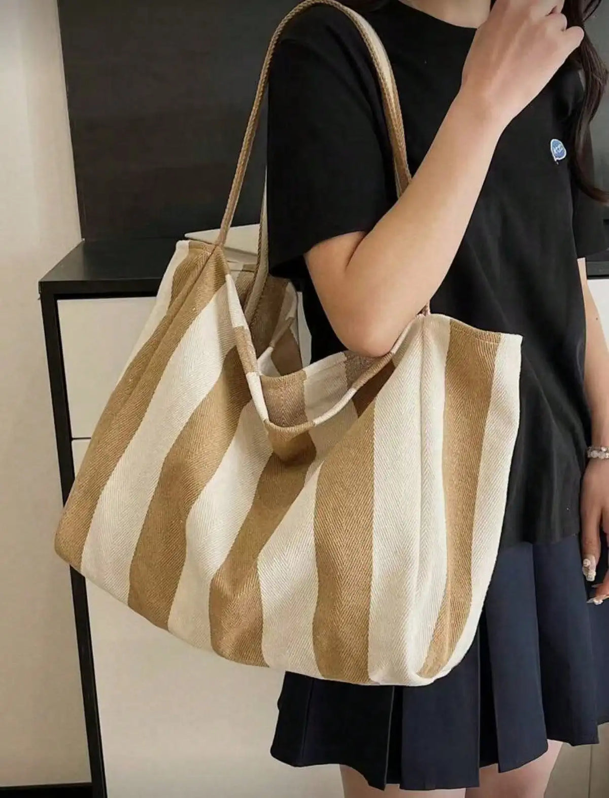 Retro Korean Style Canvas Tote Bag For Women Travel and School