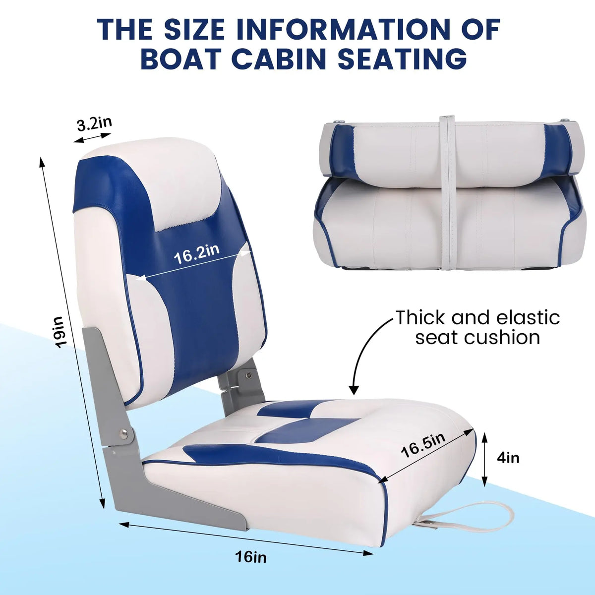 Universal Fold Down Fishing Boat Seat With Cushioned Backrest