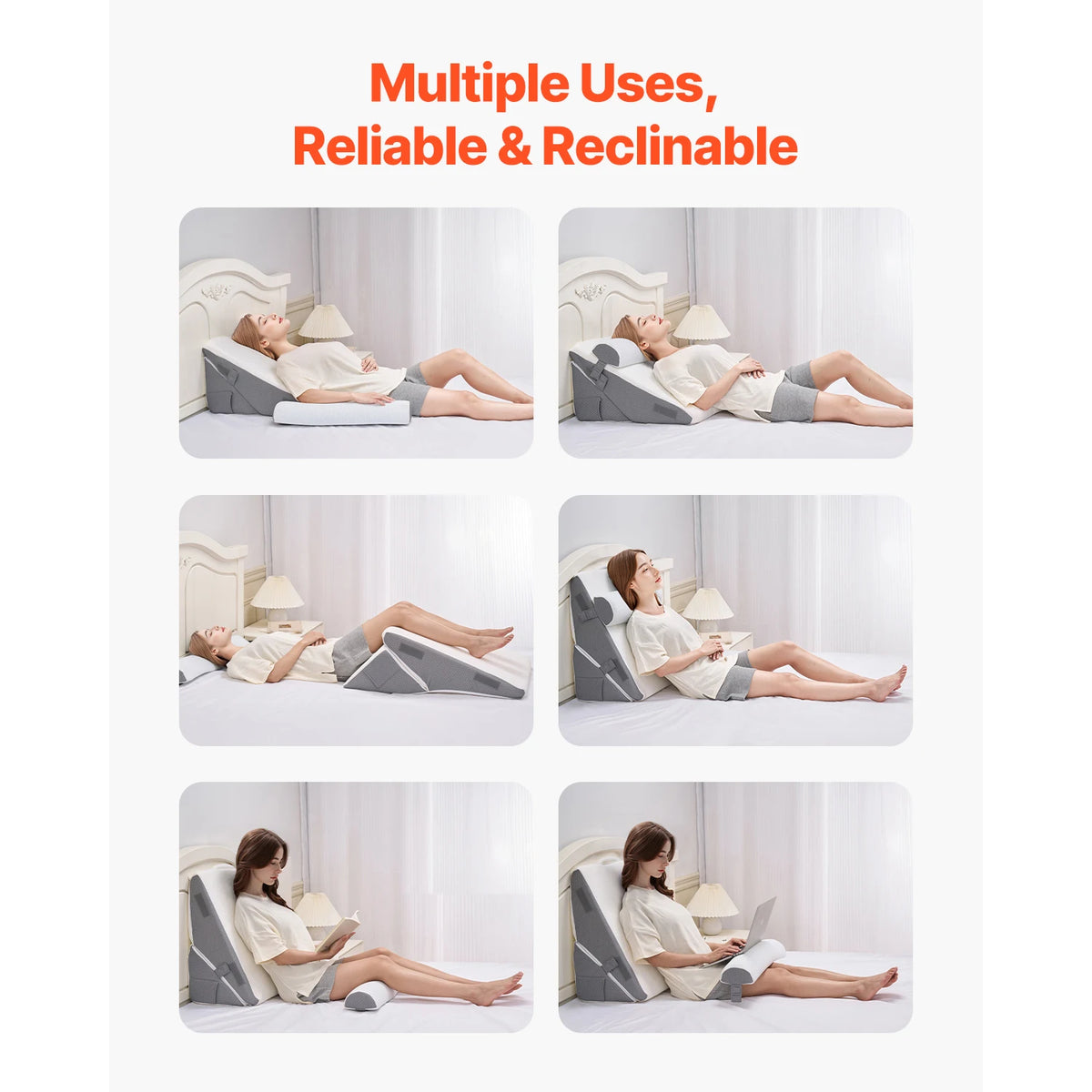 SucceBuy Adjustable Bed Wedge Pillow Set For Acid Reflux Relief