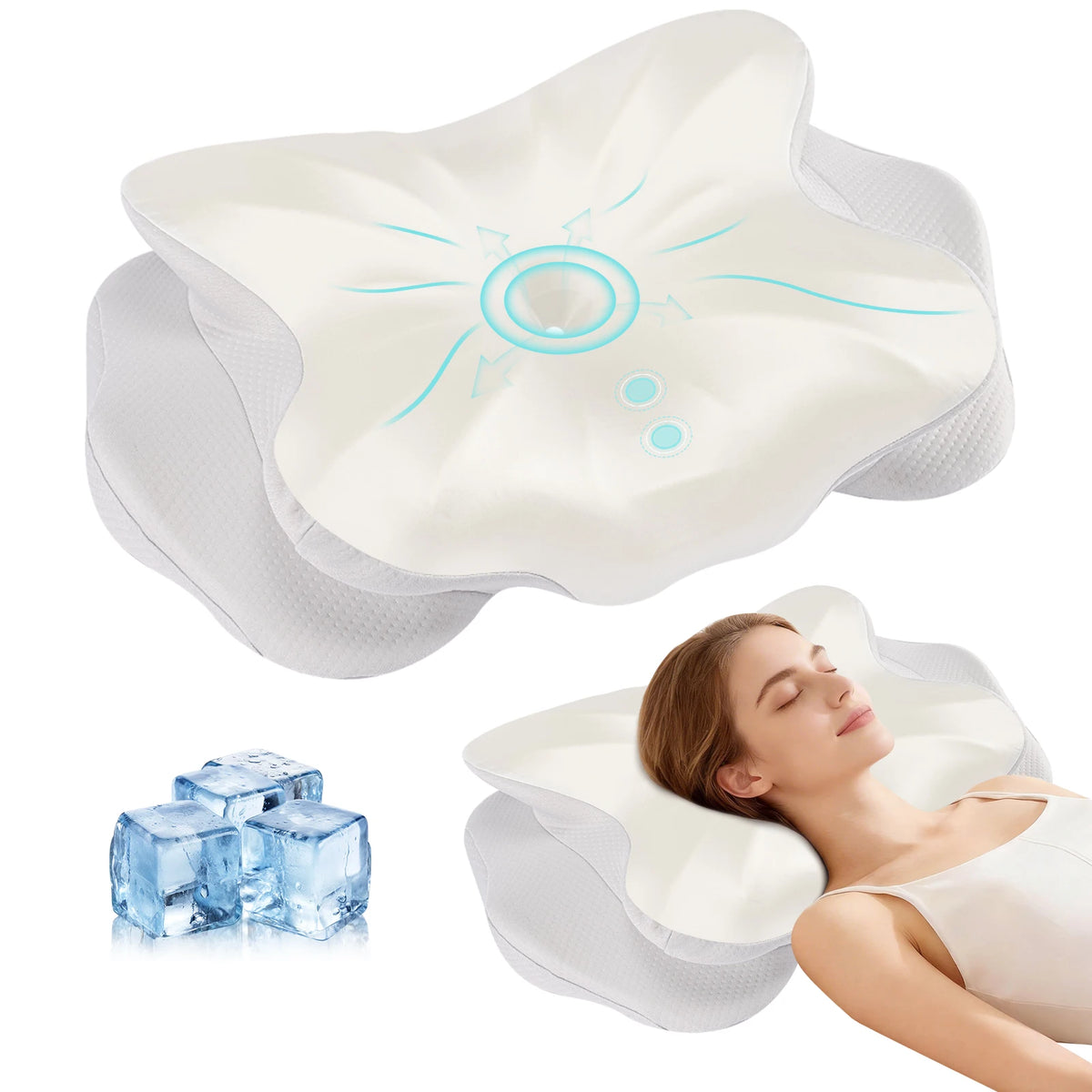 JHK Ergonomic Cooling Memory Foam Cervical Pillow for Neck Relief