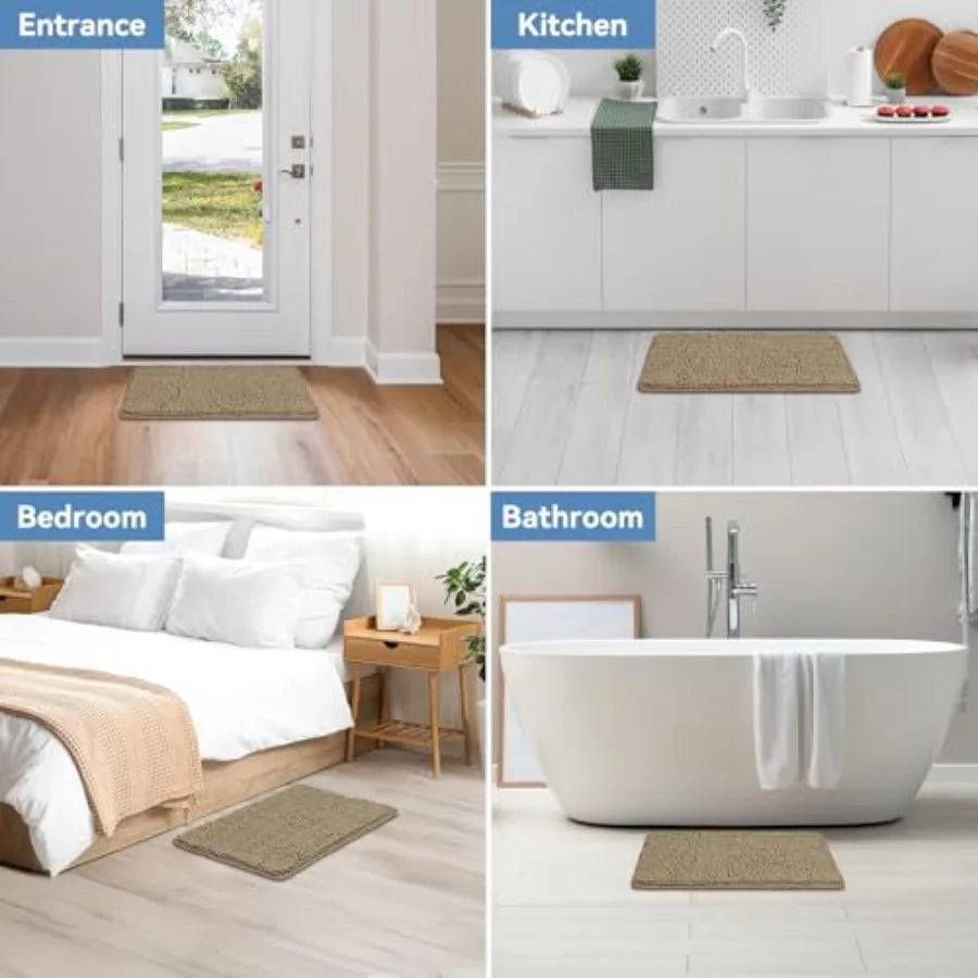 Non Slip Bathroom Mat With Absorbent Quick Drying Rubber Backing