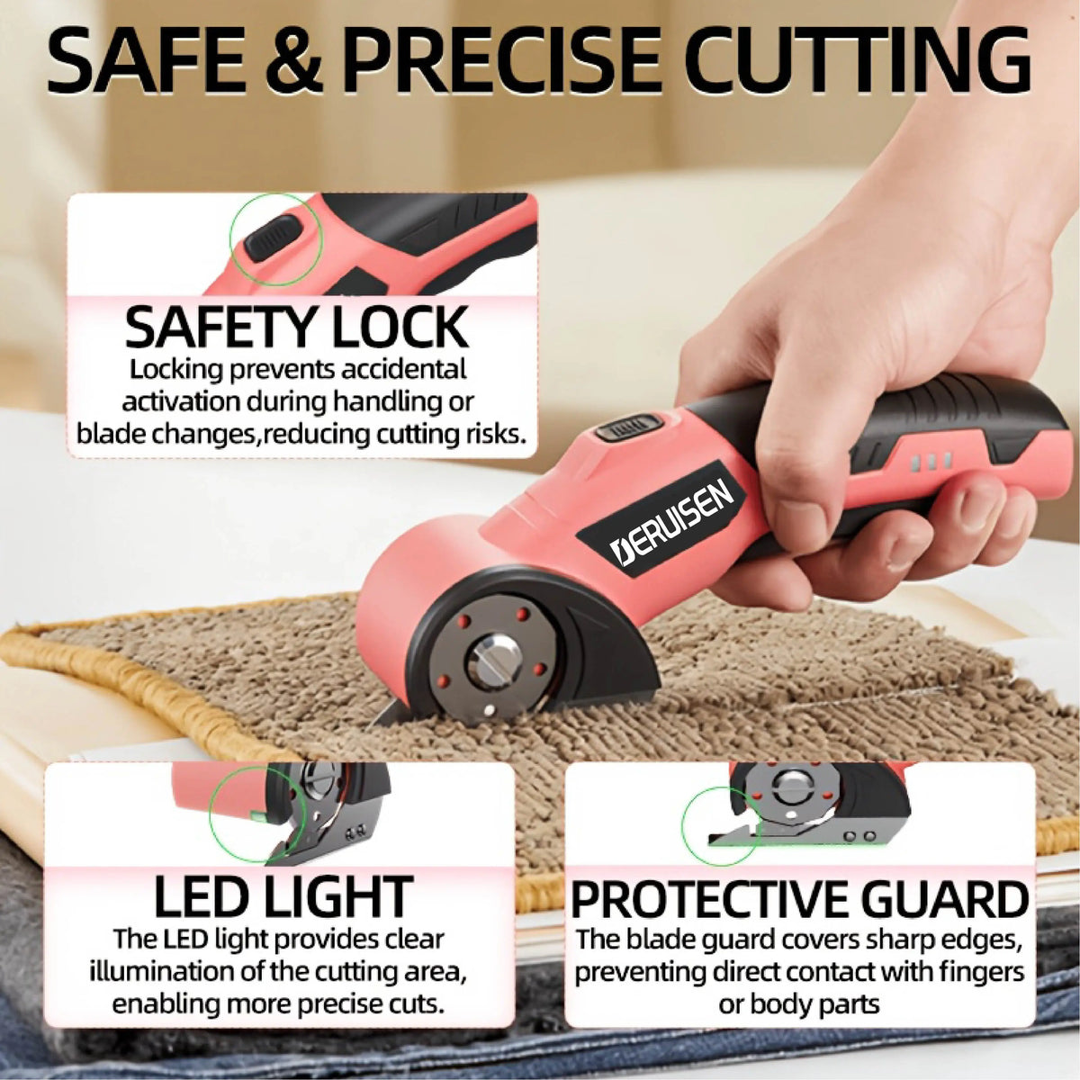Rechargeable Electric Scissors With Safety Lock For Fabric Leather