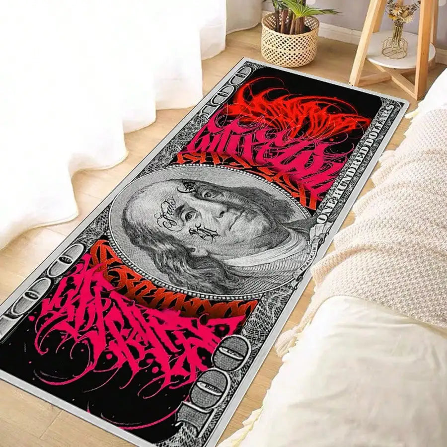 Portrait Dollar Bill Pattern Area Rug For Home Decor