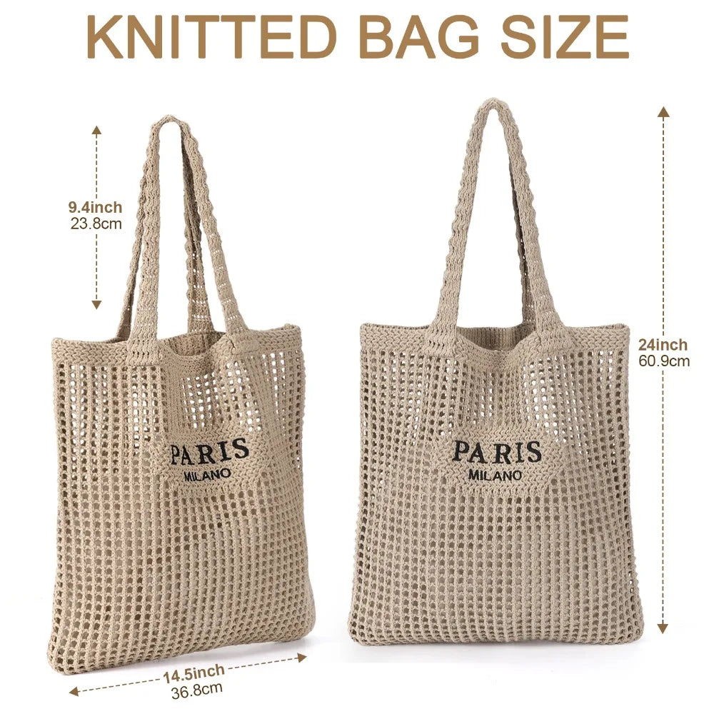 Hatisan Crochet Mesh Beach Tote Bag For Boho Summer Vacation