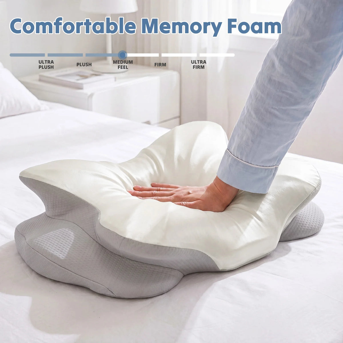 JHK Ergonomic Cooling Memory Foam Cervical Pillow for Neck Relief