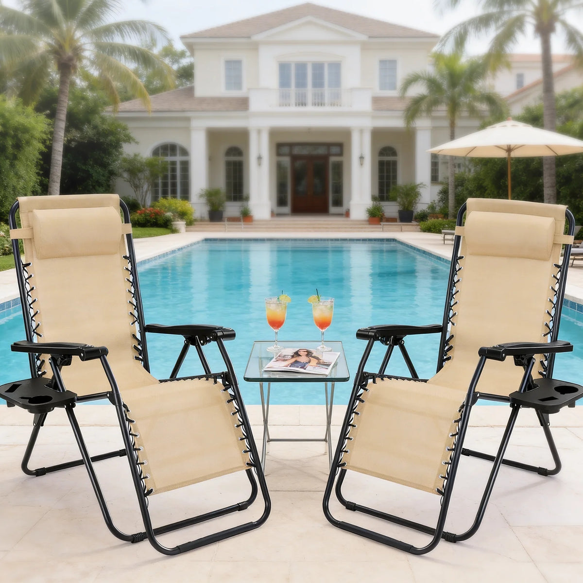 JHK Portable Zero Gravity Folding Recliner Set Of Two Outdoor