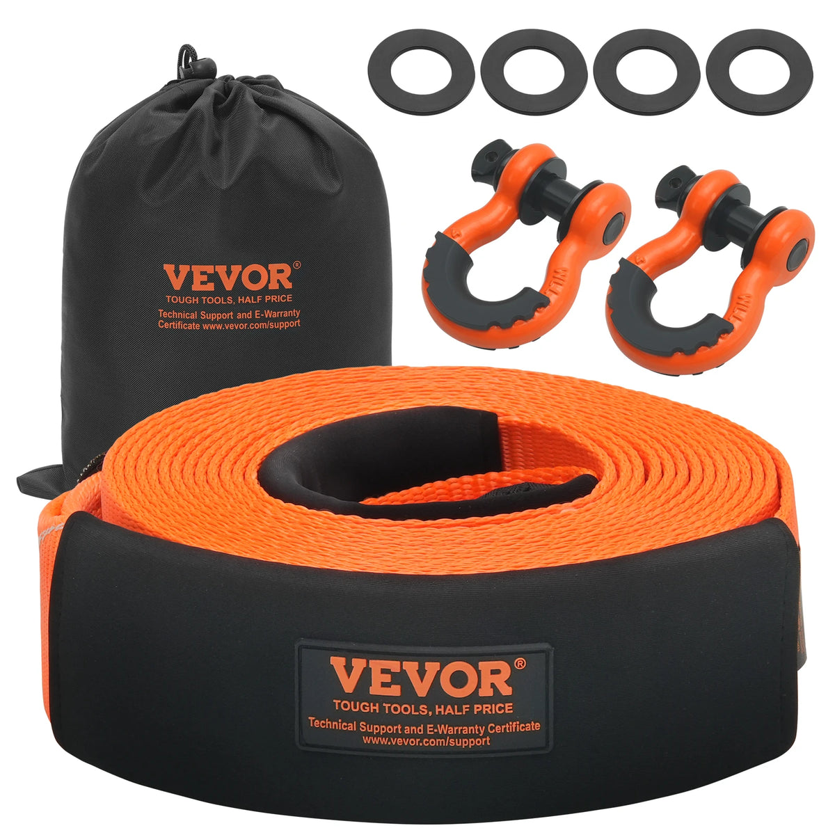 Heavy Duty Polyester Tow Strap Recovery Kit For Jeep Trucks