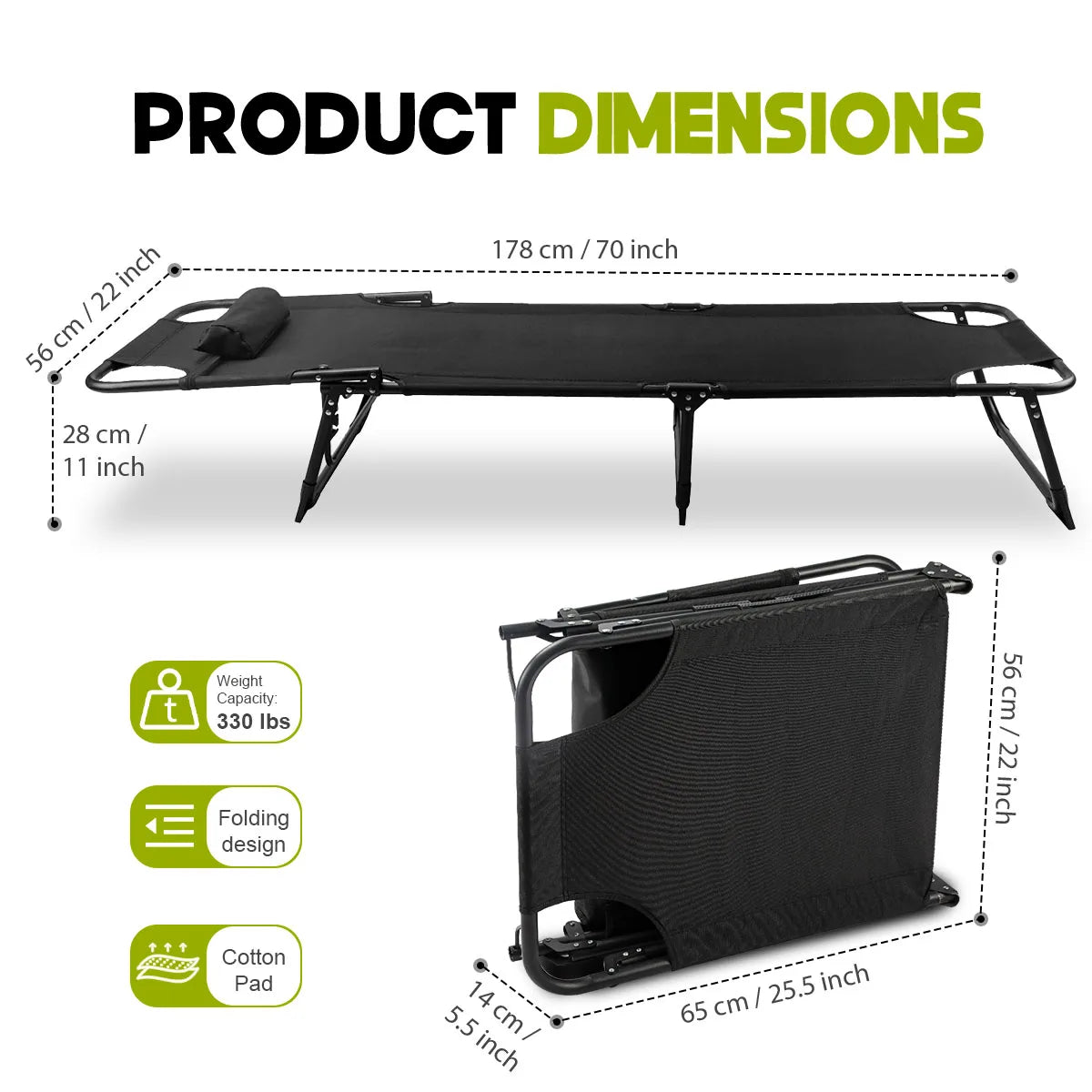 Adjustable Reclining Camping Lounge Chair With Soft Cushion