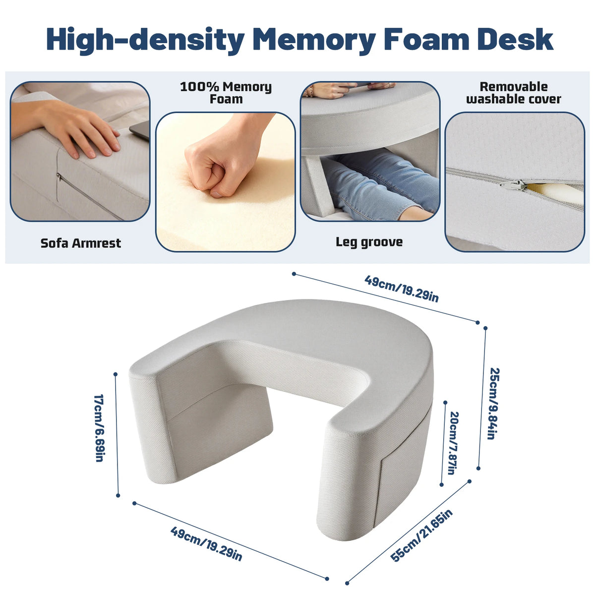 JHK Curved Reading Pillow Ergonomic Memory Foam Neck Support