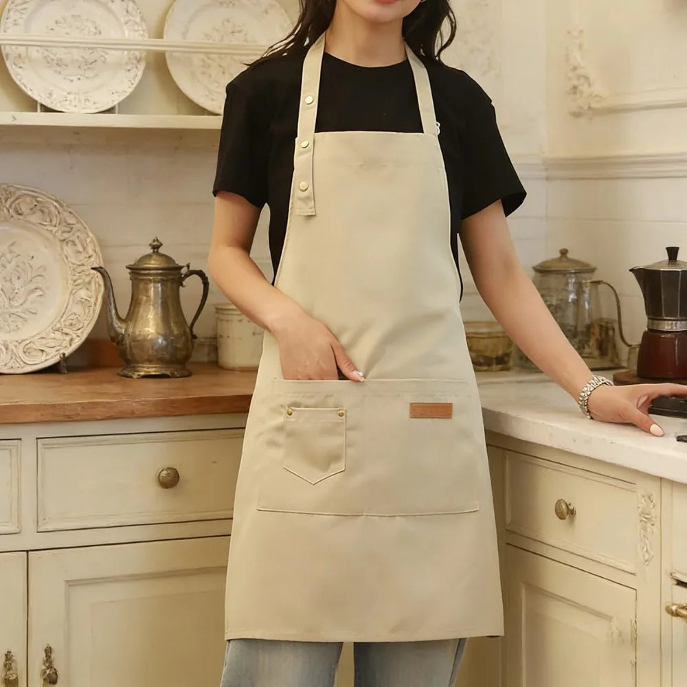 Durable Unisex Work Bib Apron With Adjustable Strap And Pockets