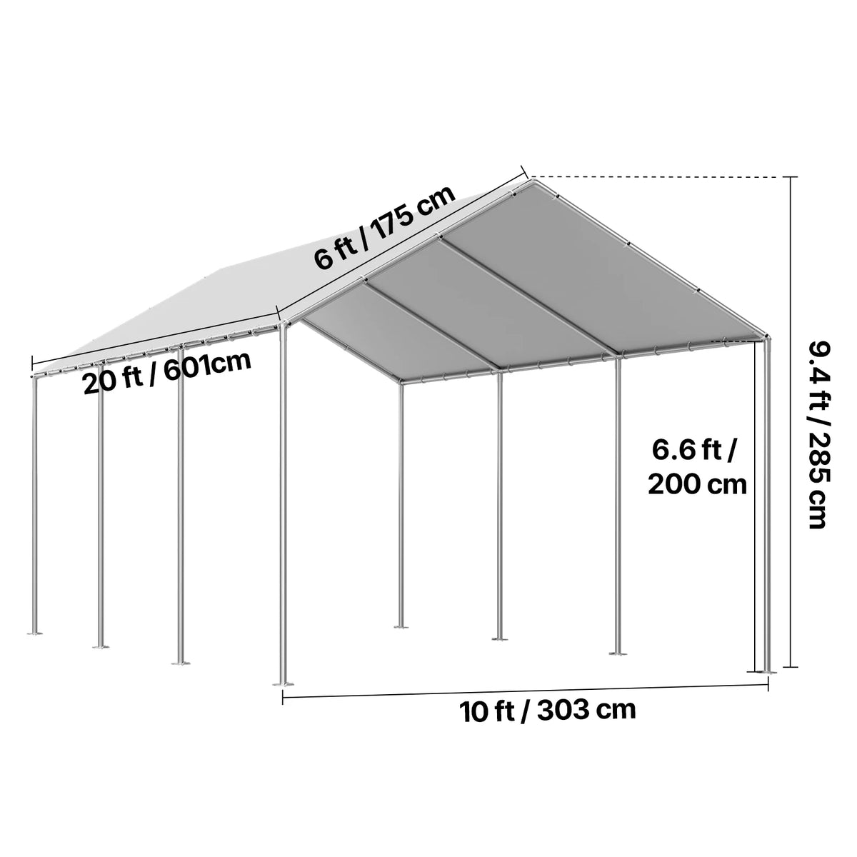 SucceBuy Heavy Duty Waterproof Carport Replacement Shelter Cover