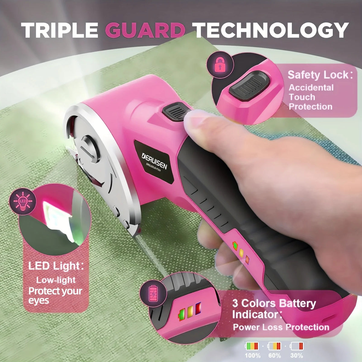 Rechargeable Electric Scissors With Safety Lock For Fabric Leather