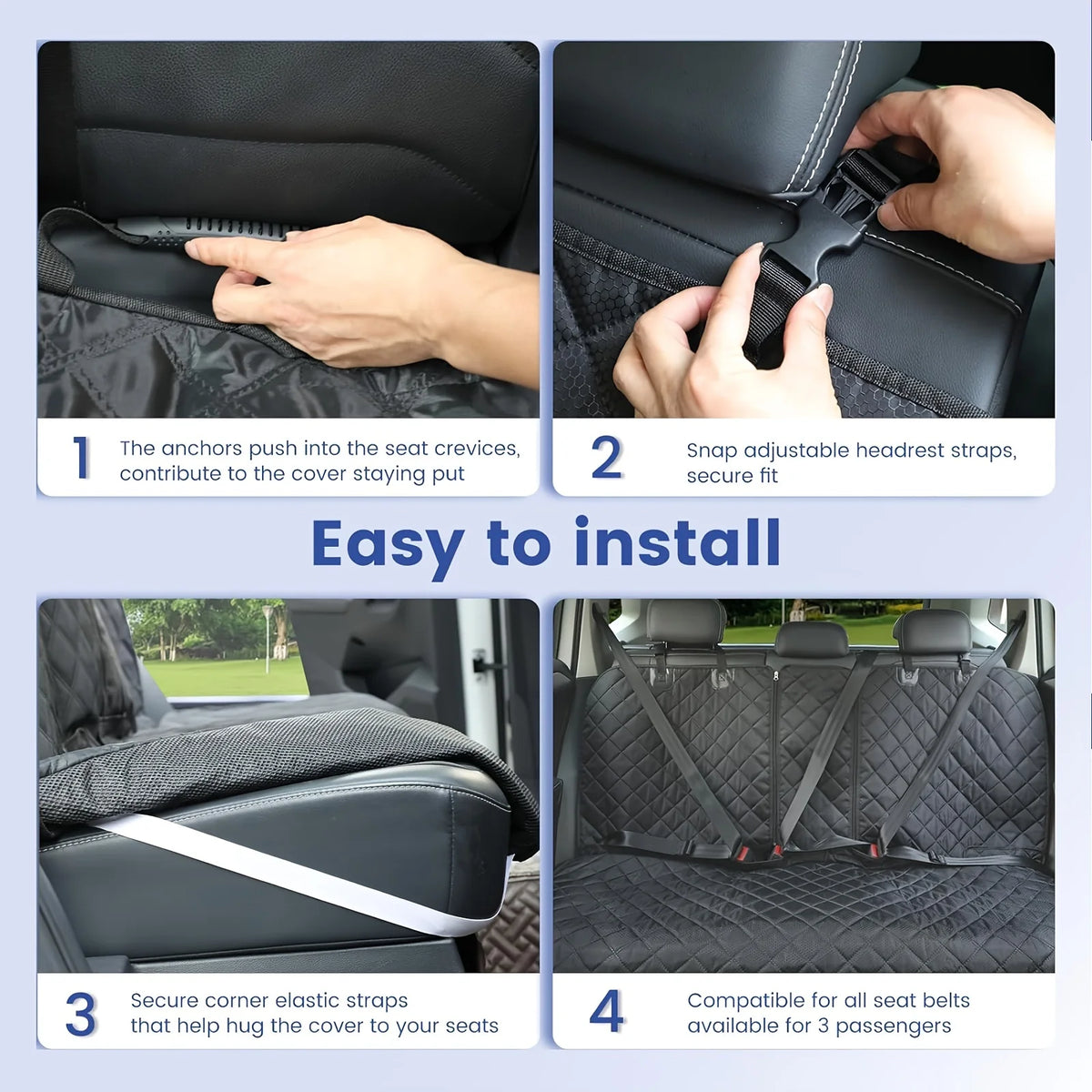 Waterproof Diamond Quilted Scratch Resistant Pet Car Seat Cover
