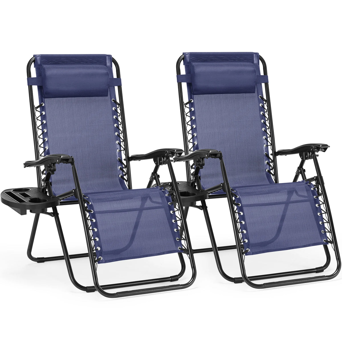 JHK Zero Gravity Folding Outdoor Lounge Chair With Cup Holder Tray