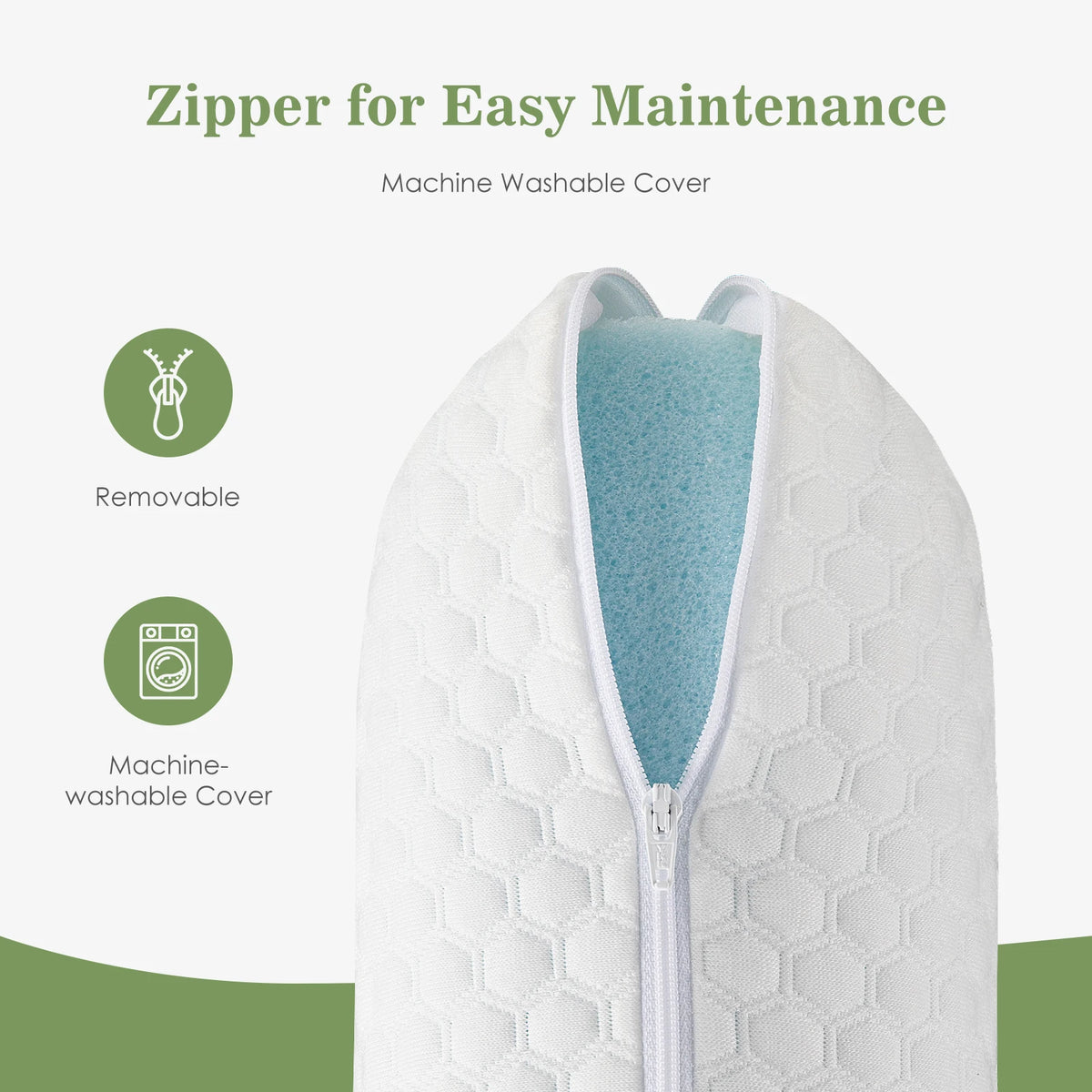 JHK Memory Foam Cooling Pillow With Washable Cover For Comfort