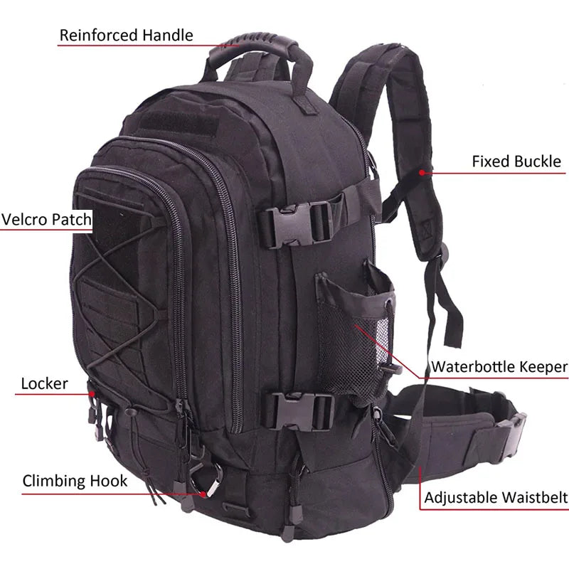LQARMY Military Tactical Backpack For Outdoor Hiking Camping Travel
