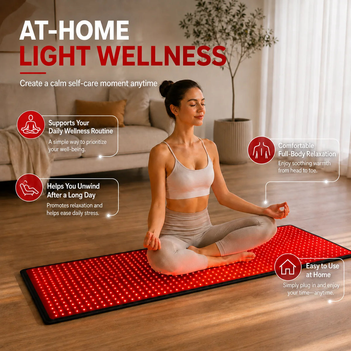 Red Light Therapy Mat 660nm 850nm Full Body Relaxation Pad