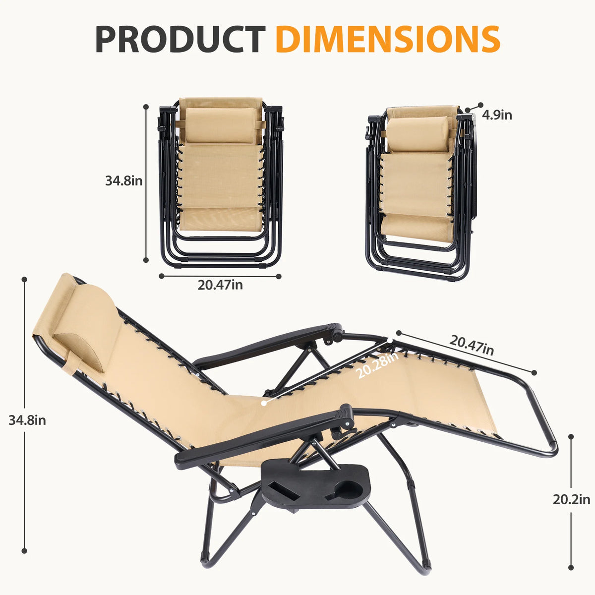 JHK Portable Zero Gravity Folding Recliner Set Of Two Outdoor
