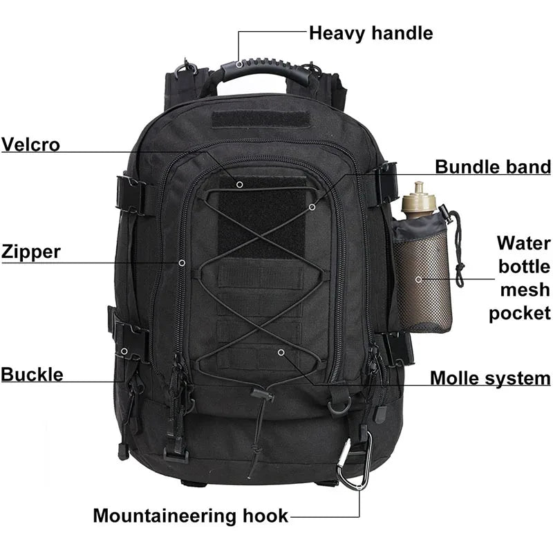 LQARMY Military Tactical Backpack For Outdoor Hiking Camping Travel