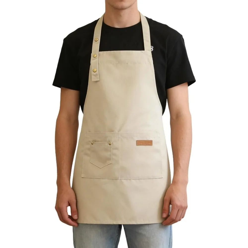 Durable Unisex Work Bib Apron With Adjustable Strap And Pockets
