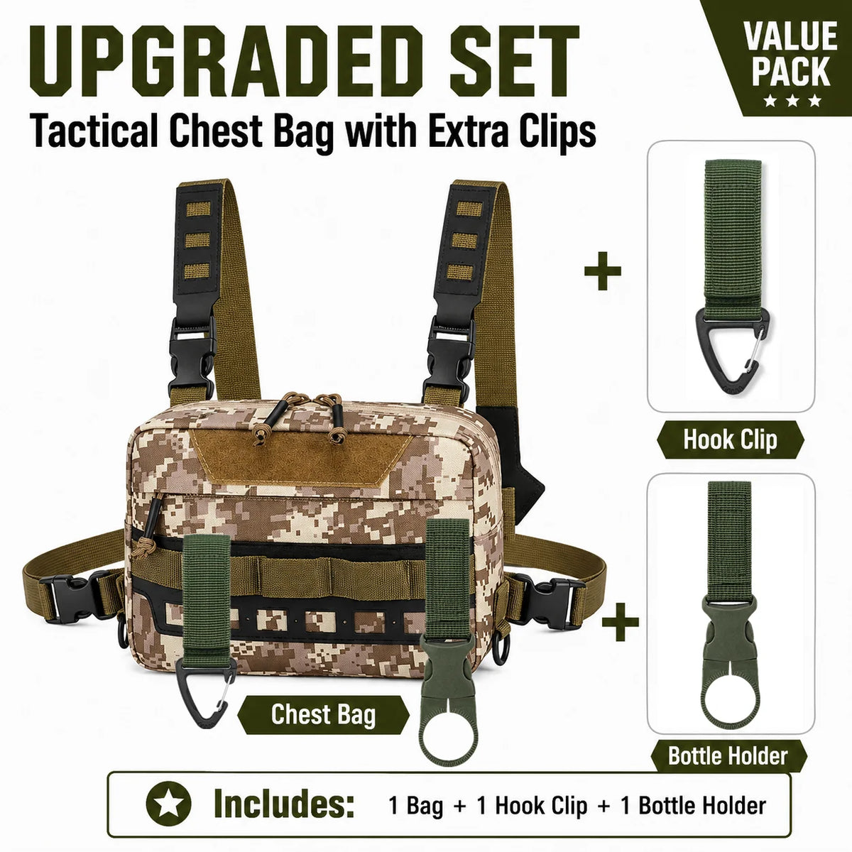 Tactical Nylon Molle Chest Pack Hiking Camping EDC Vest
