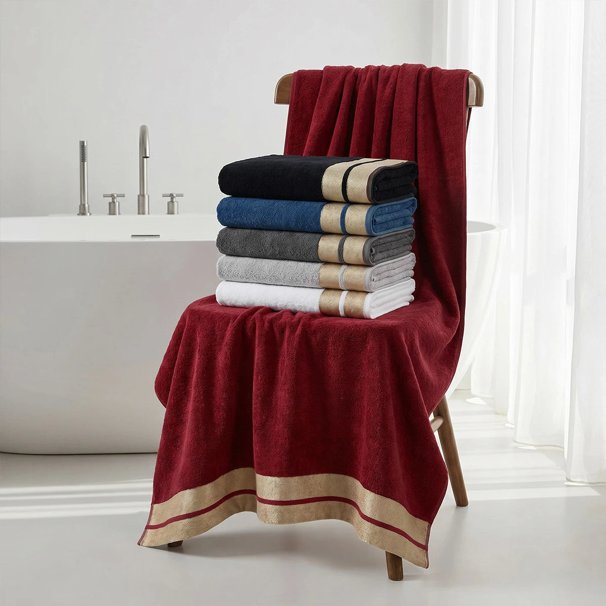 Luxury Cotton Bath Towel Set Soft Absorbent Everyday Towels