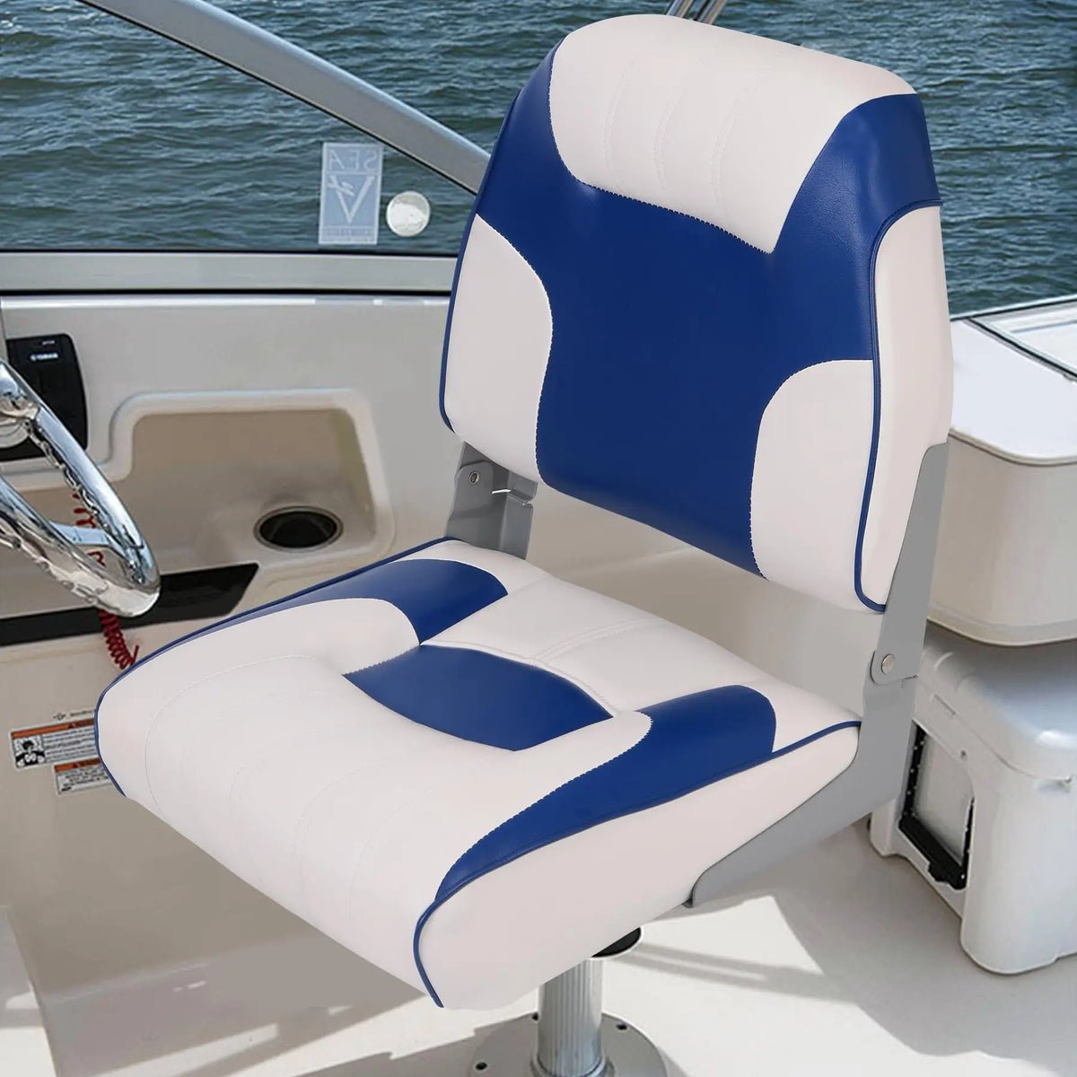 Universal Fold Down Fishing Boat Seat With Cushioned Backrest