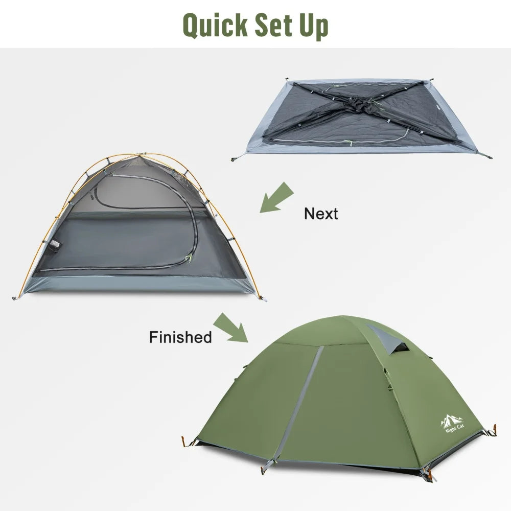 Night Cat Lightweight Double Wall Backpacking Tent For Two