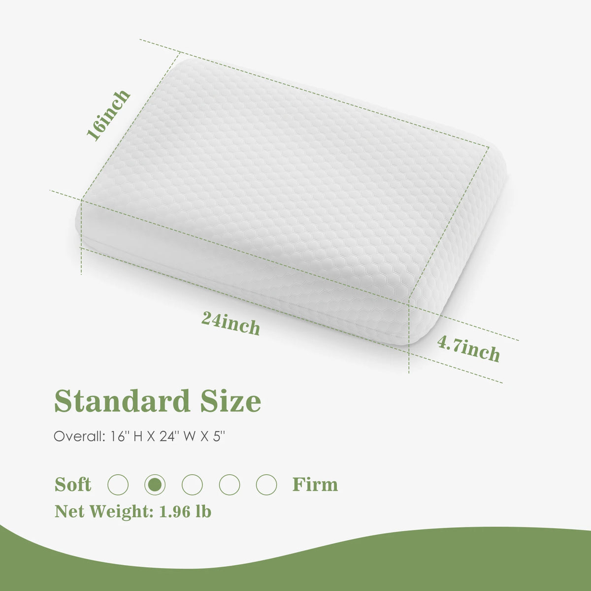 JHK Memory Foam Cooling Pillow With Washable Cover For Comfort
