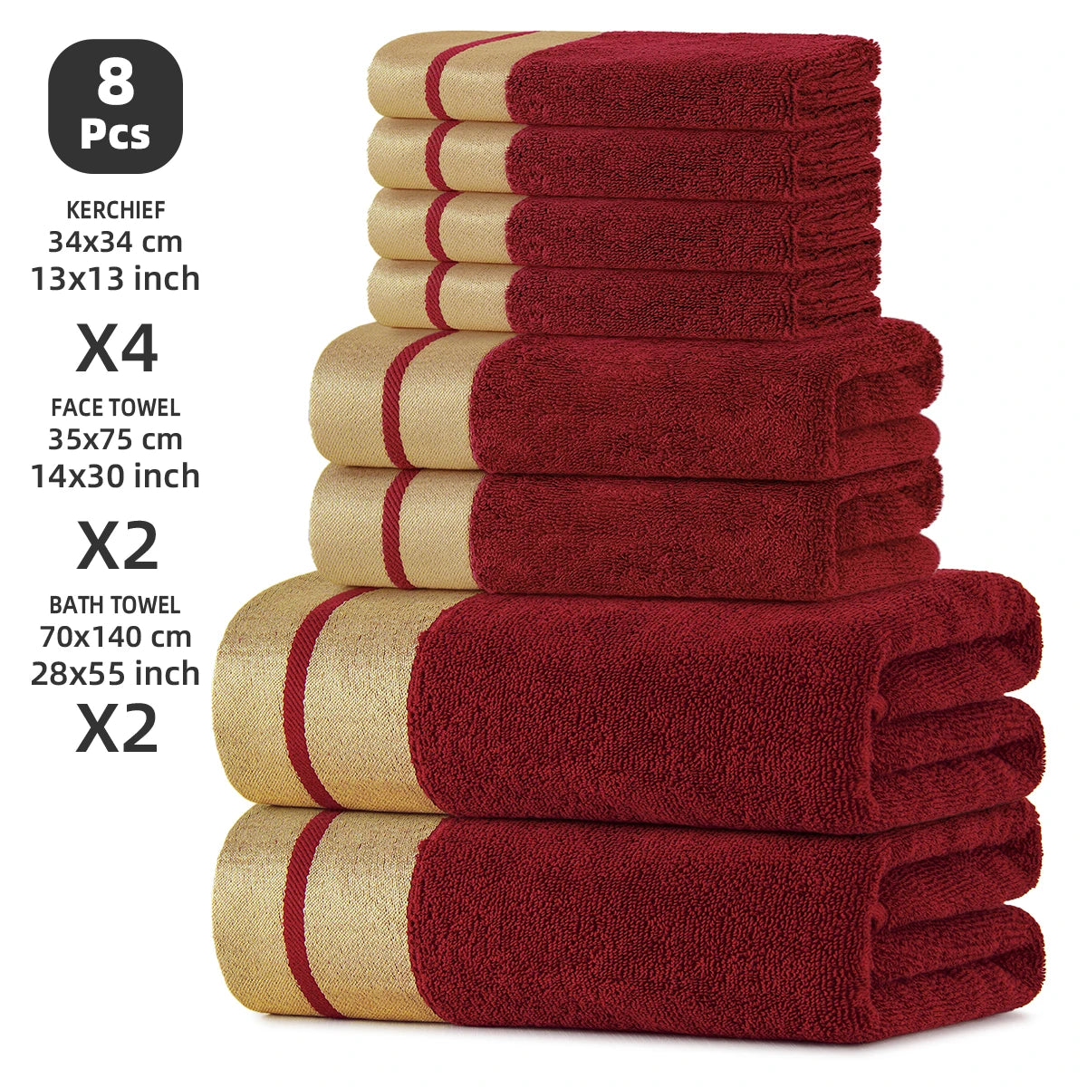 Luxury Cotton Bath Towel Set Soft Absorbent Everyday Towels