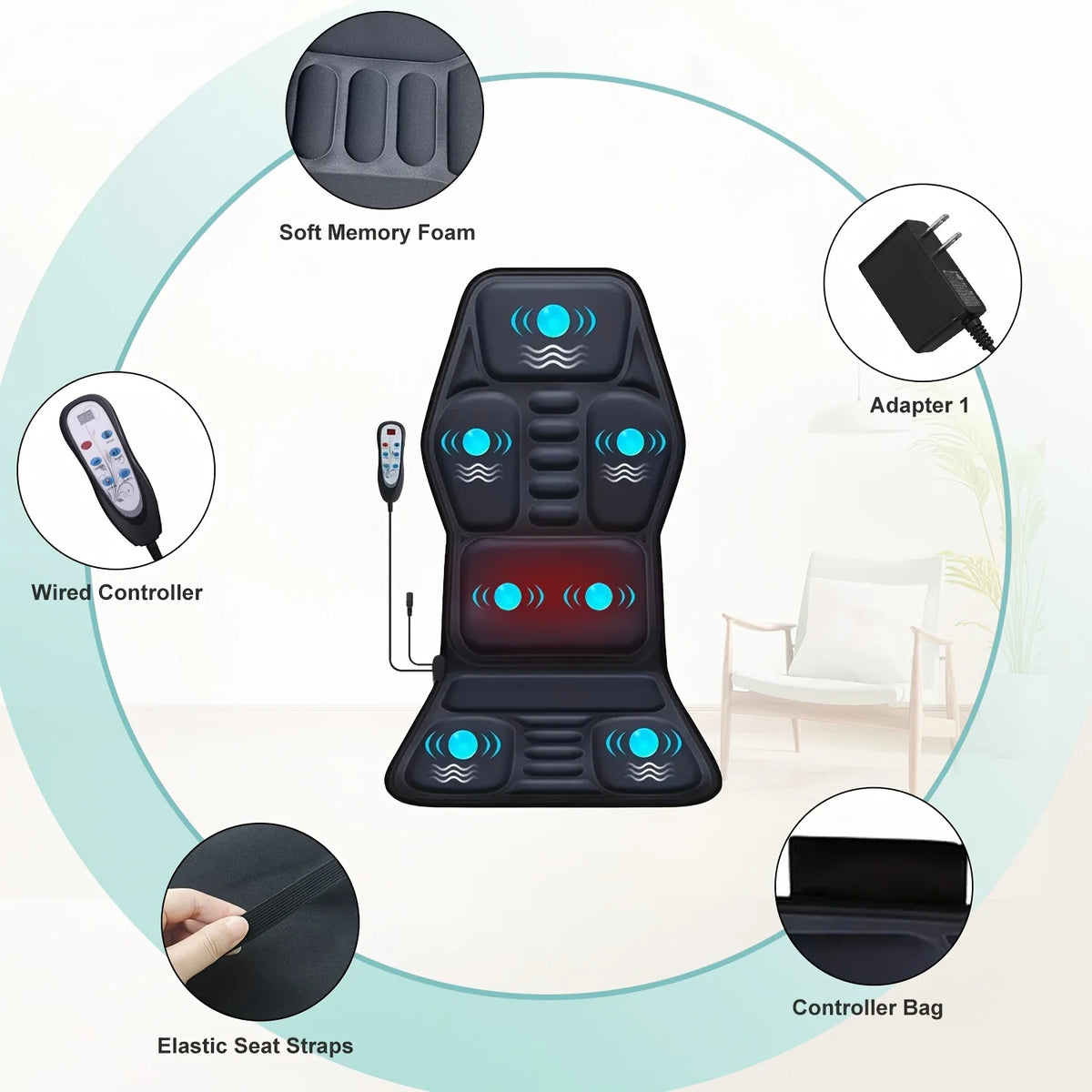 Himouta Heated Back Massager And Lumbar Chair Cushion Relaxation
