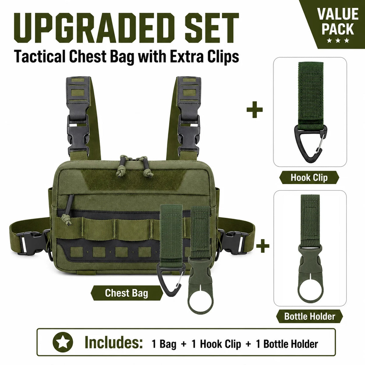 Tactical Nylon Molle Chest Pack Hiking Camping EDC Vest