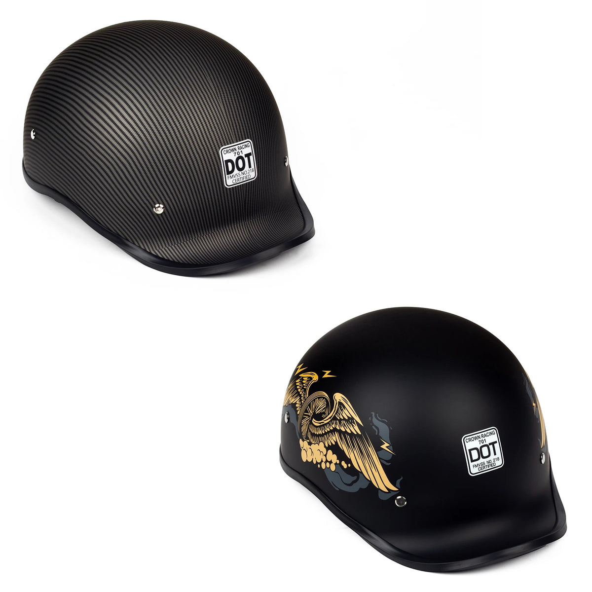 Crown Racing 701 Dot Certified Open Face Motorcycle Half Helmet