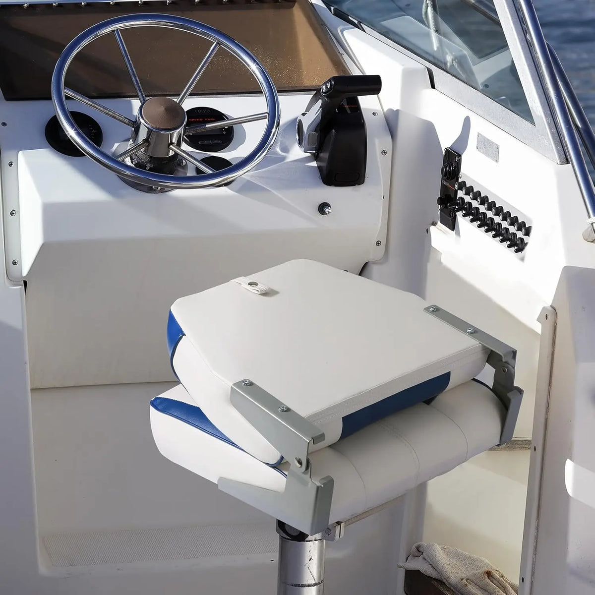 Universal Fold Down Fishing Boat Seat With Cushioned Backrest