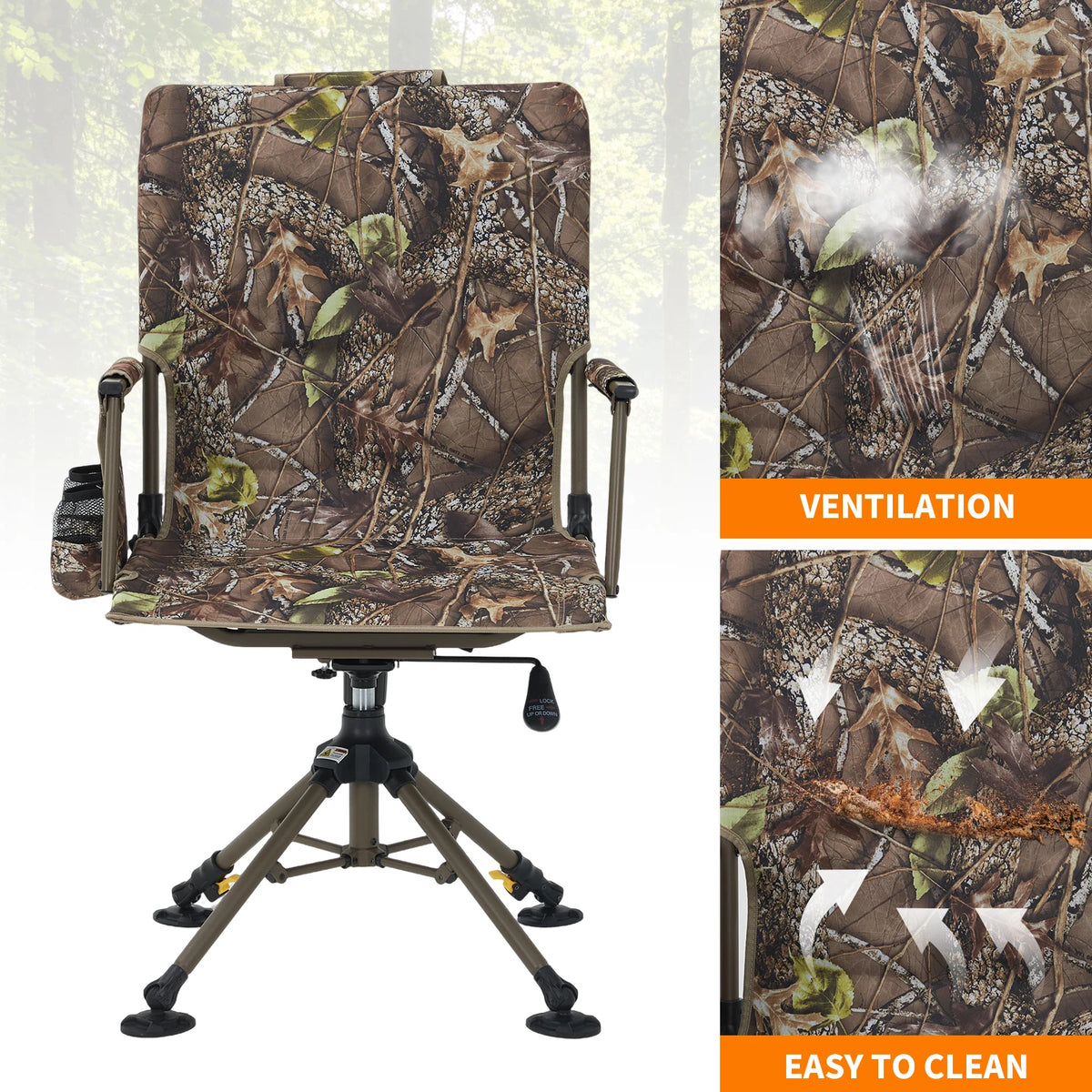 Hosslly Heavy Duty 360 Swivel Folding Camping Dining Chair
