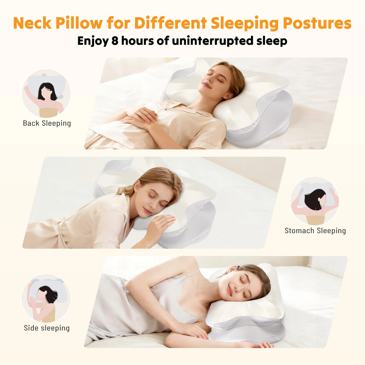 JHK Ergonomic Cooling Memory Foam Cervical Pillow for Neck Relief