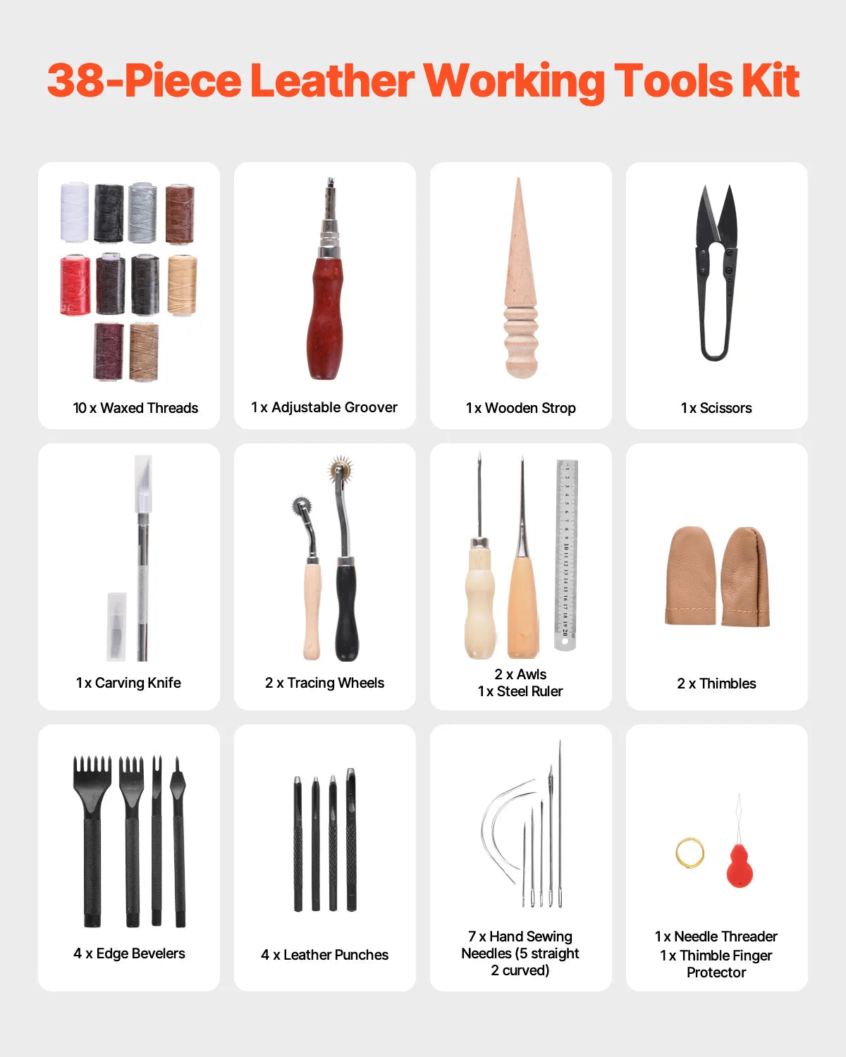 SucceBuy Leather Craft Tools Kit For Punching And Stitching