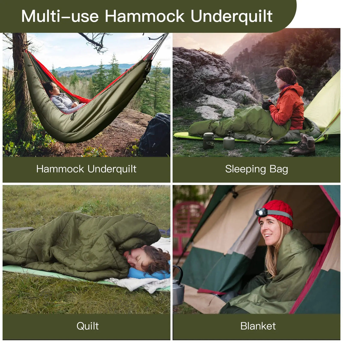 Lightweight Cotton Filled Hammock Underquilt For Outdoor Camping