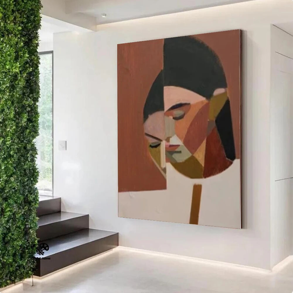 Bimoyear Hand Drawn Abstract Oil Canvas Painting Modern Figure Decor