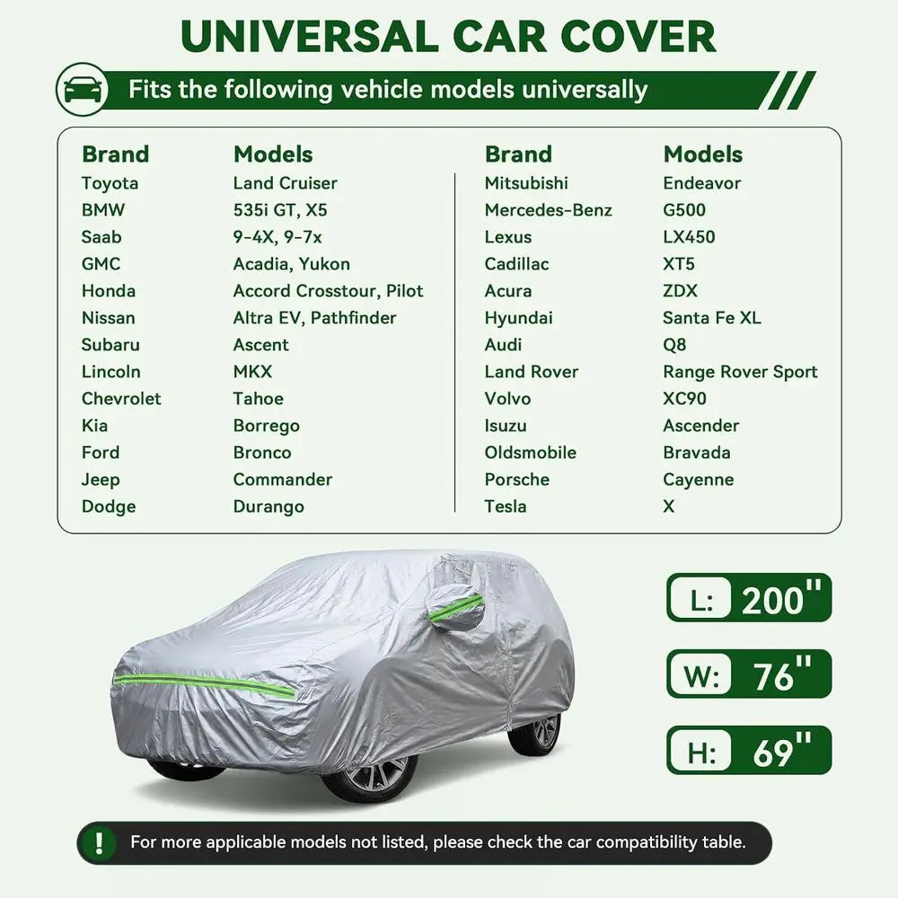 Premium SUV Car Cover With Waterproof All Weather UV Protection