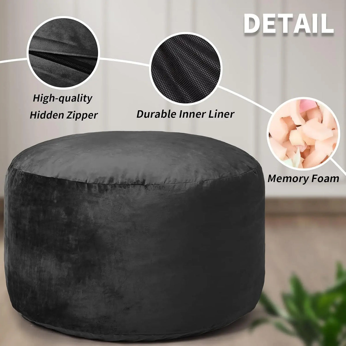 Garvee Oversized Bean Bag Chair With Removable Soft Cover