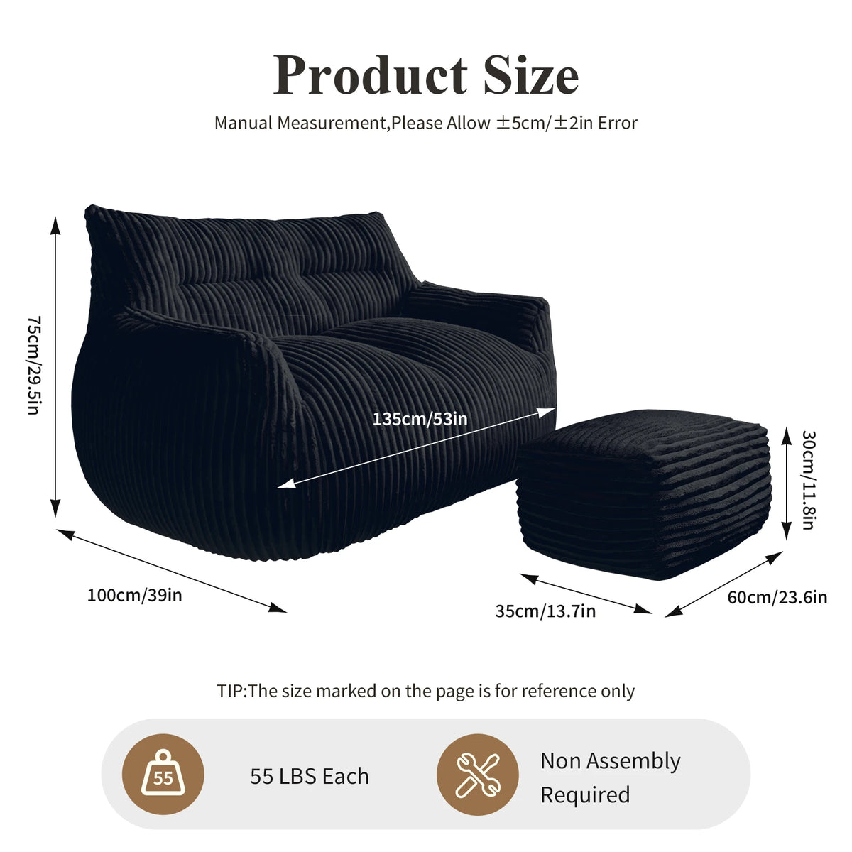 Oversized Bean Bag Chair With Armrests For Cozy Living Rooms