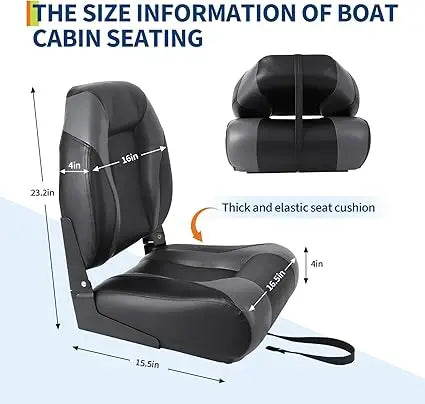 High Back Folding Boat Seats With Padded Aluminum Frame