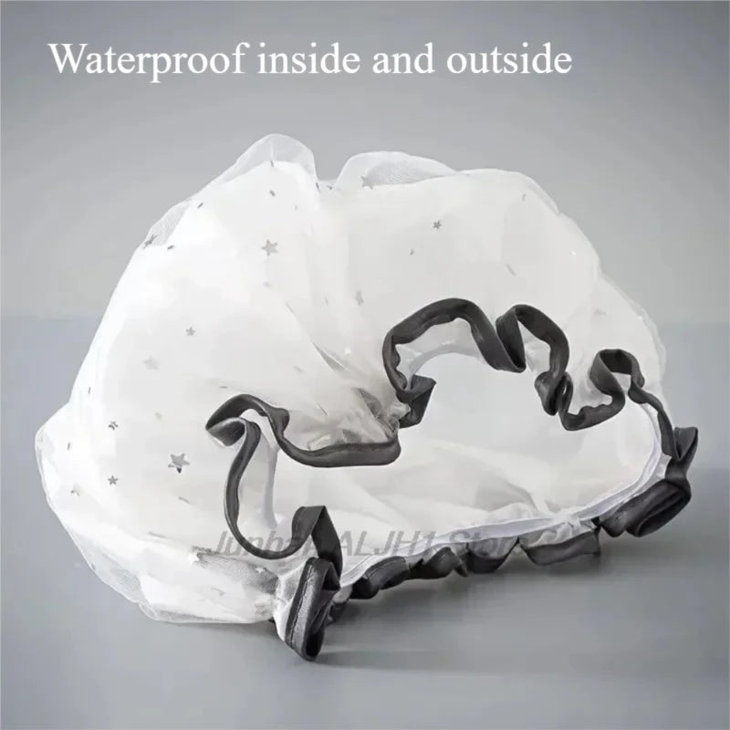 Double Layer Waterproof Shower Cap Reusable Pvc Bathing Hat