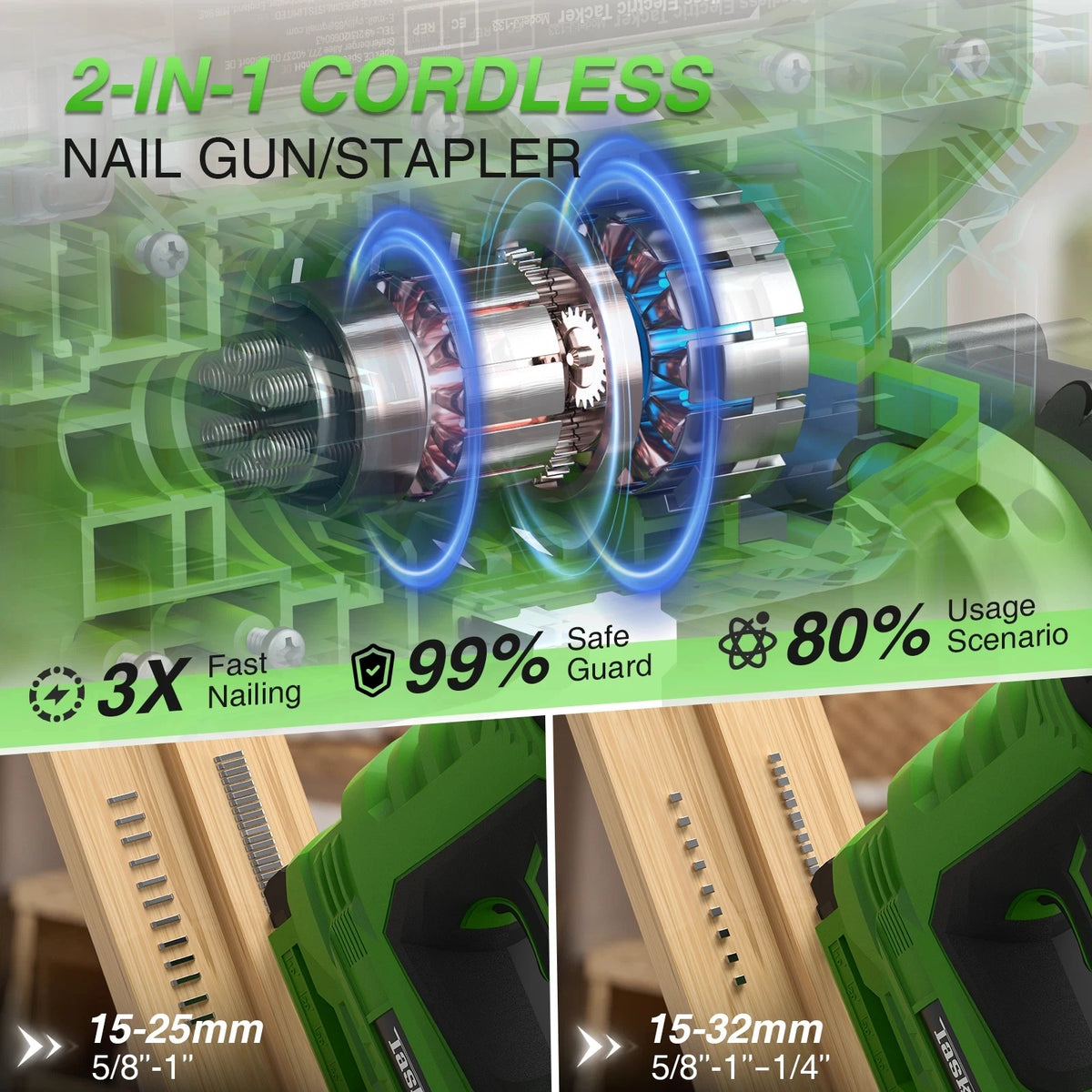 Taskstar 2 In 1 Cordless Nail Gun And Stapler Tool