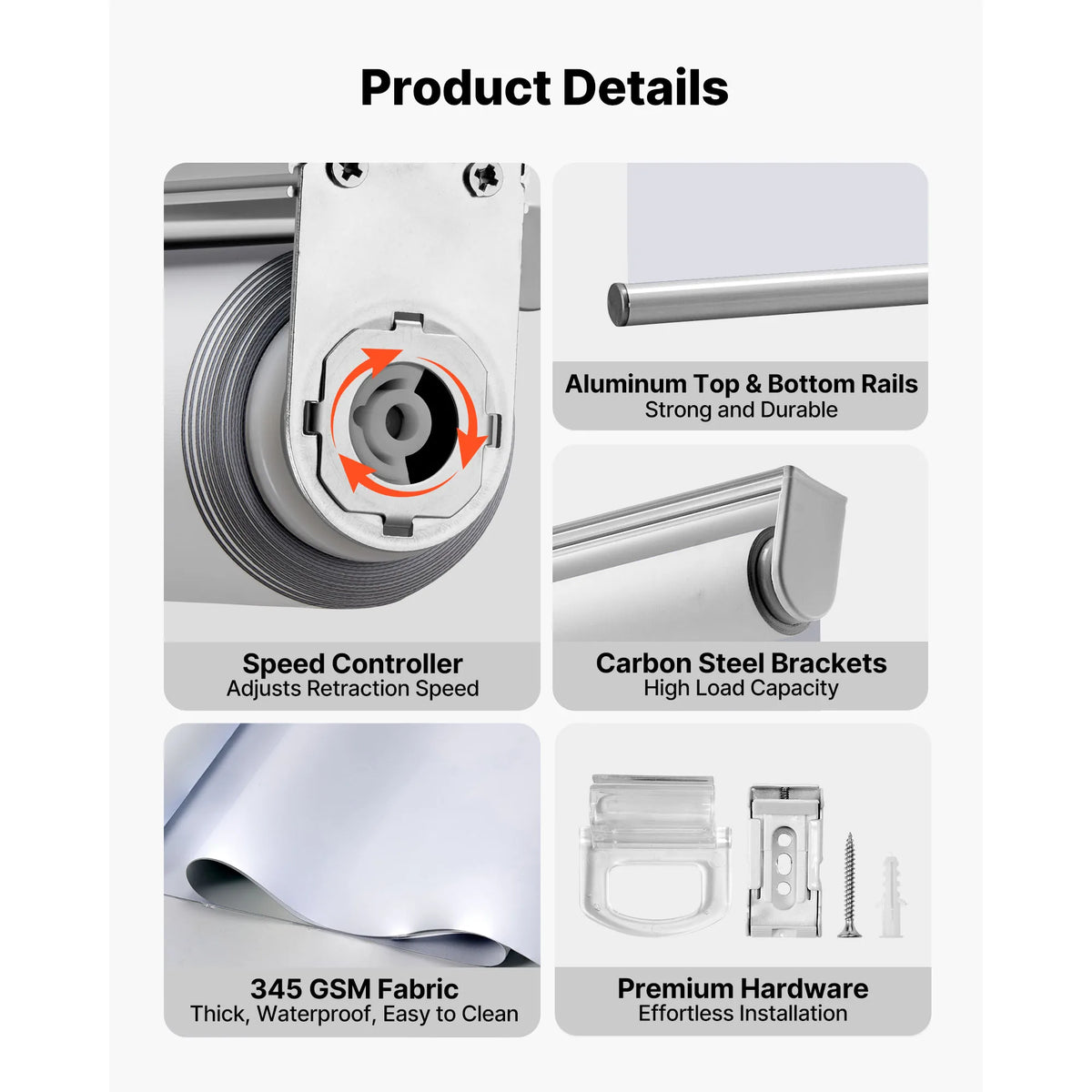 Cordless Blackout Roller Shades Window Blinds Thermal Insulated For Bedroom